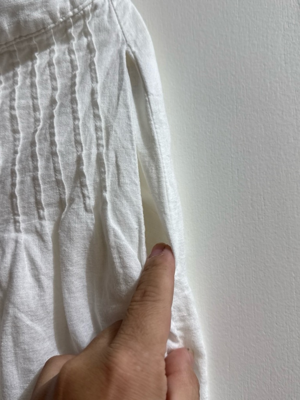 CottageCore White Smocked Waist A-Line Skirt - Picture 3 of 5
